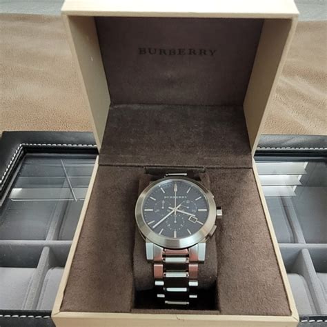 Burberry BU9363 Men's Silver Blue Face Stainless Chronograph 